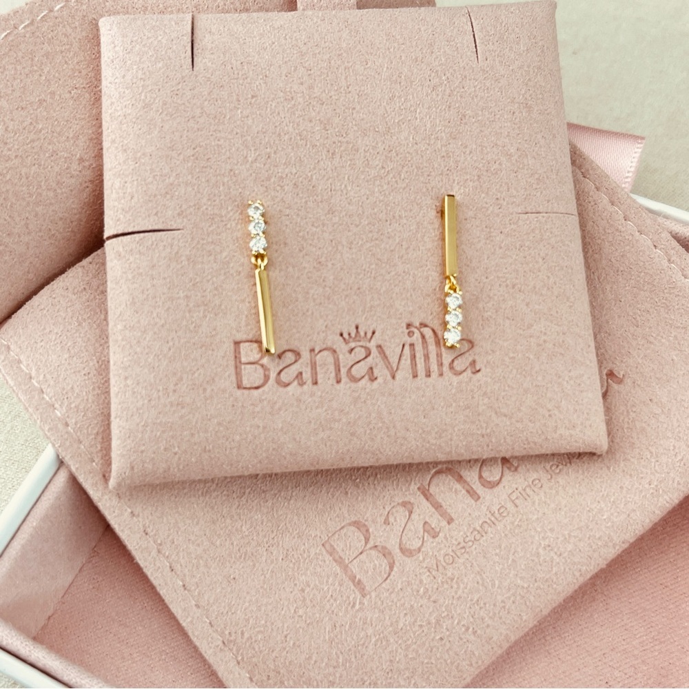 14K Plated S925 Moissanite Earrings - Picture 8 of 8
